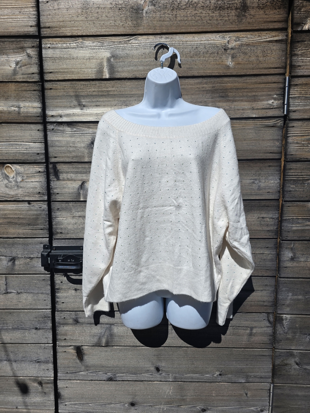 Victoria's Secret Cream Off-the-Shoulder Sweater with Stud Accents